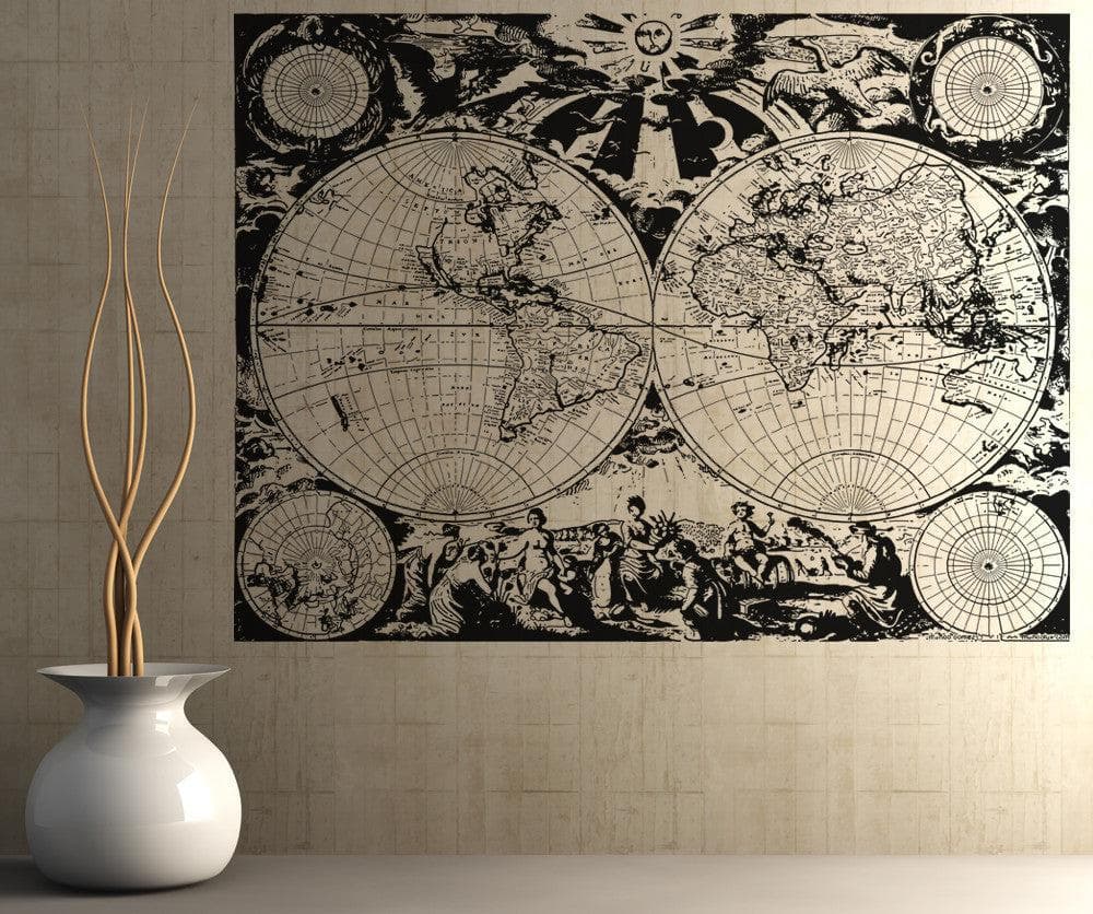 Vinyl Wall Decal Sticker Ancient Nautical World Map #OS_AA322