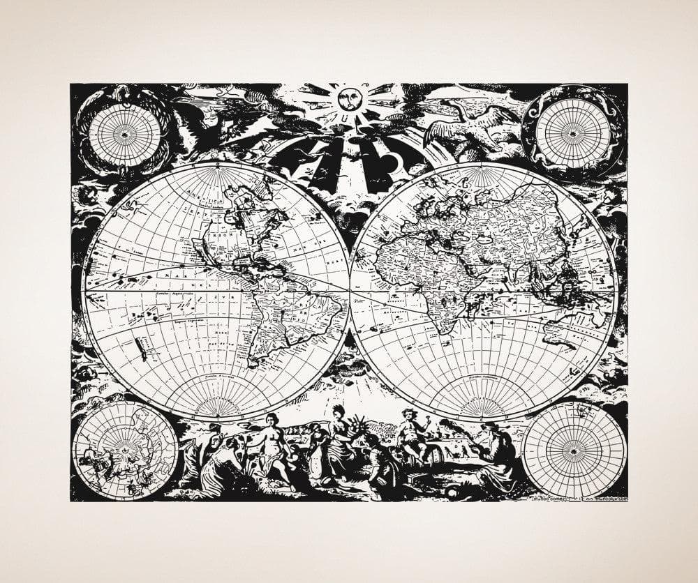 Vinyl Wall Decal Sticker Ancient Nautical World Map #OS_AA322