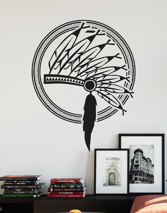 Native American Indian Headdress Vinyl Wall Decal Sticker. #OS_AA397