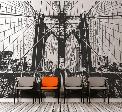 View Through the Brooklyn Bridge in New York City Wall Decal.  #OS_AA550