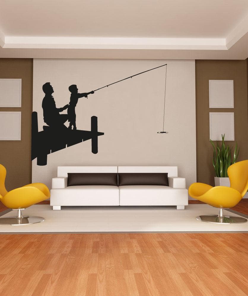 Vinyl Wall Decal Sticker Father and Son Fishing #OS_AA710