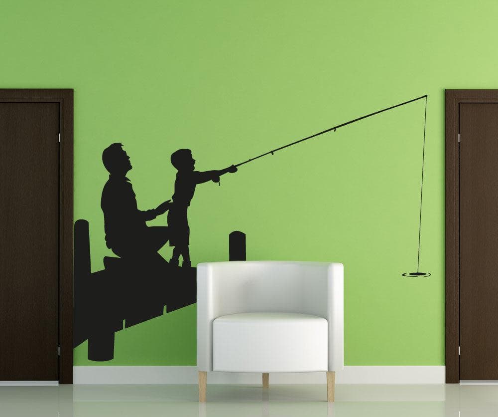 Vinyl Wall Decal Sticker Father and Son Fishing #OS_AA710