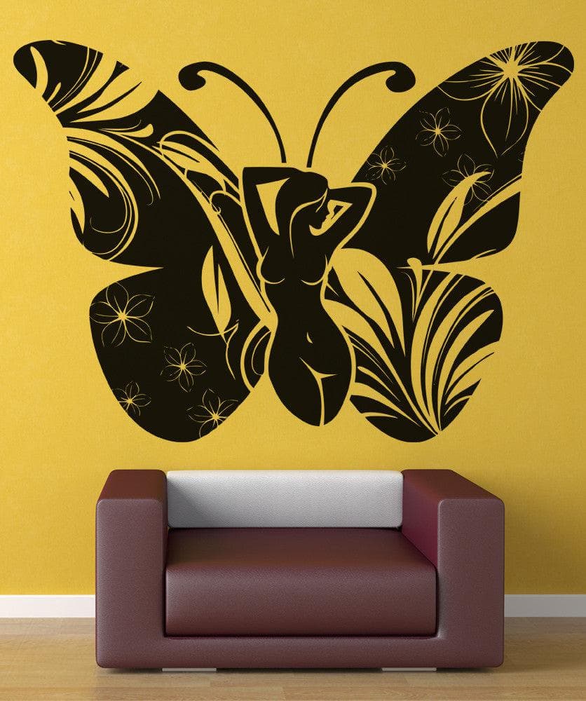 Vinyl Wall Decal Sticker Lady Butterfly #OS_AA864