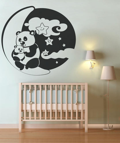 Vinyl Wall Decal Sticker Pandas With Moon and Stars #OS_DC133