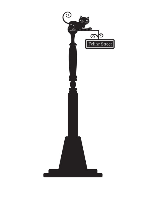 Cat on Lamp Post. Feline Street. Vinyl Wall Decal Sticker. #OS_DC261