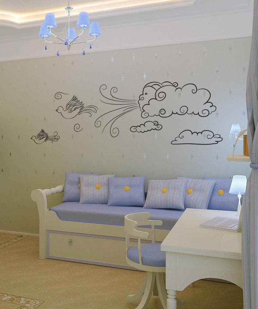 Vinyl Wall Decal Sticker Birds with Clouds #OS_DC448
