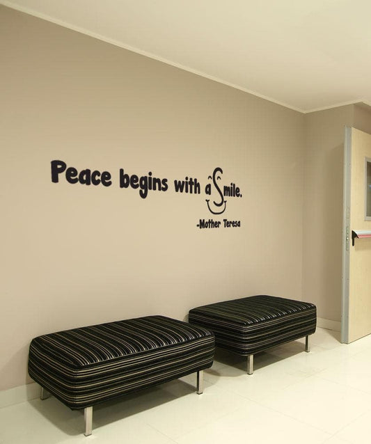 Vinyl Wall Decal Sticker Peace Begins with a Smile #OS_DC511