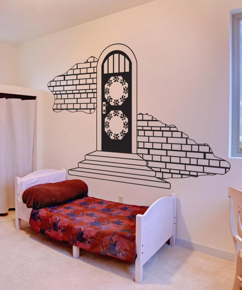 Vinyl Wall Decal Sticker Door with Brick Wall #OS_DC639