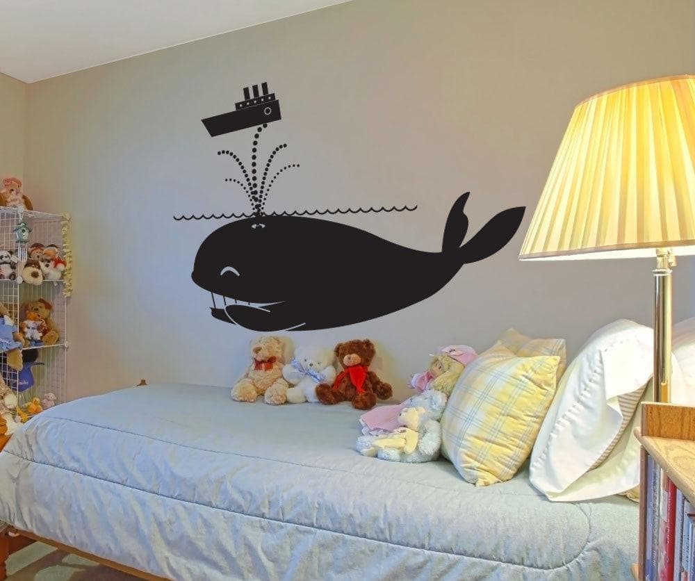 Vinyl Wall Decal Sticker Mischievous Whale #OS_DC643