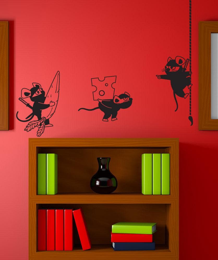 Playful Ninja Mice Vinyl Wall Decal Sticker. #OS_DC663
