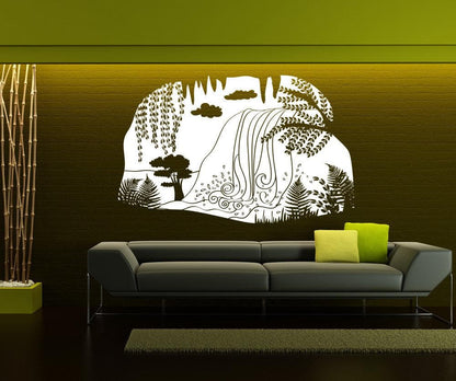 Vinyl Wall Decal Sticker Waterfall Cave View #OS_DC667