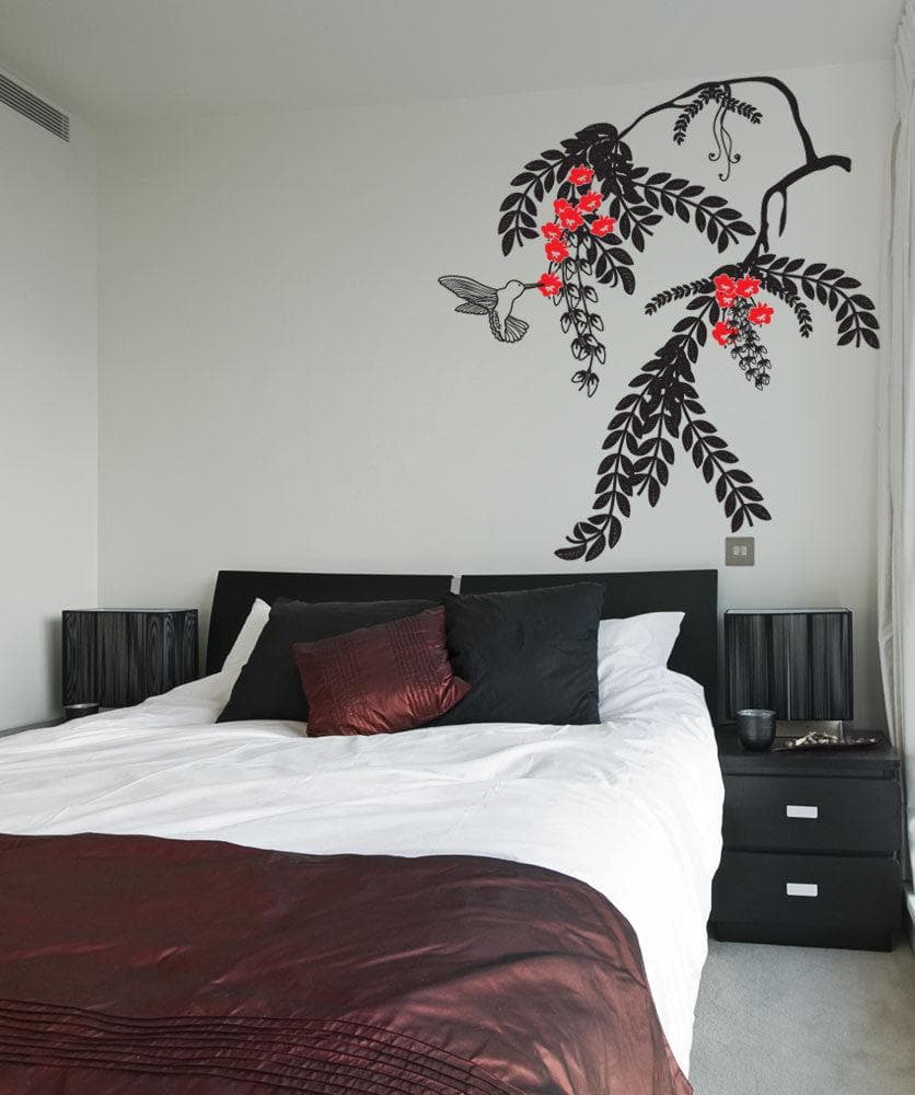 Vinyl Wall Decal Sticker Hummingbird and Plant #OS_DC677