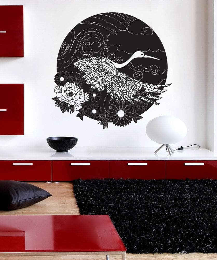 Vinyl Wall Decal Sticker Flying Bird Floral Design #OS_DC678
