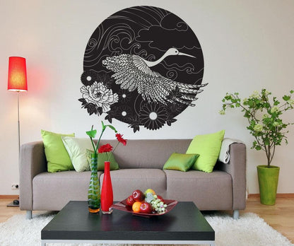 Vinyl Wall Decal Sticker Flying Bird Floral Design #OS_DC678