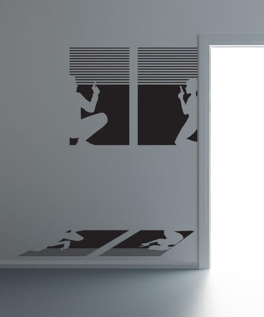 Vinyl Wall Decal Sticker Secret Agents in Window #OS_DC679