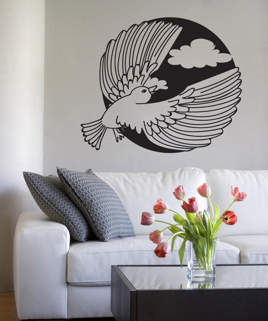 Vinyl Wall Decal Sticker Flying Bird Circle #OS_DC728