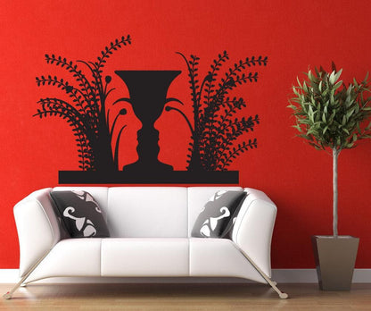 Vinyl Wall Decal Sticker Optical Illusion Vase and Faces #OS_DC780
