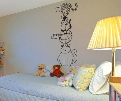 Stacked Cats Vinyl Wall Decal Sticker. #OS_DC786