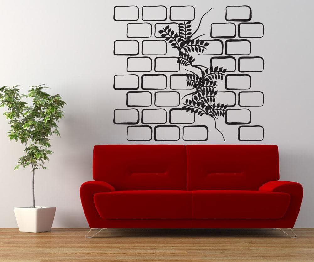 Vinyl Wall Decal Sticker Plant Through Brick Wall #OS_DC794