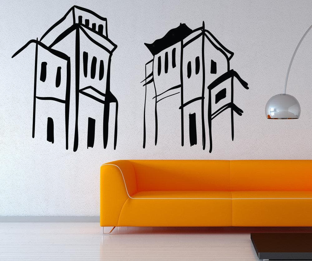 Vinyl Wall Decal Sticker Building Sketch #OS_MB1050