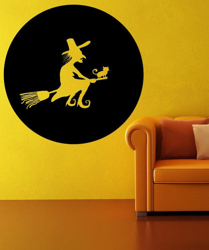 Vinyl Wall Decal Sticker Witch on a Broom #OS_MB1115