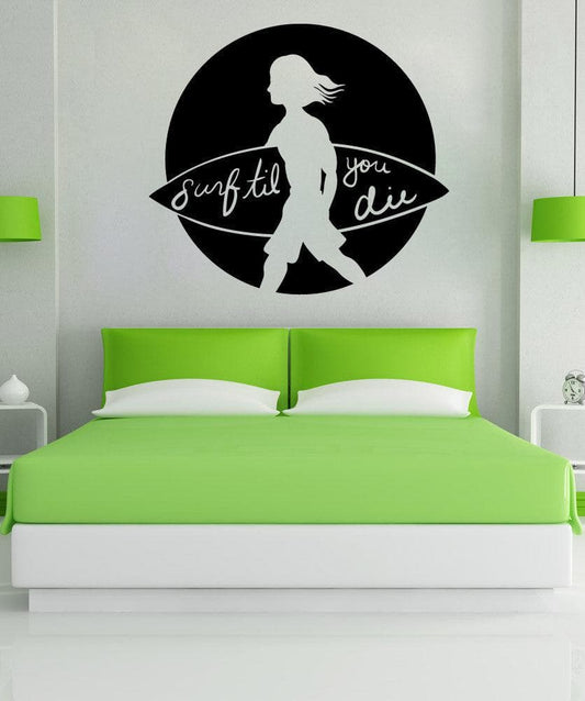 Vinyl Wall Decal Sticker Surf Til You Die #OS_MB1220