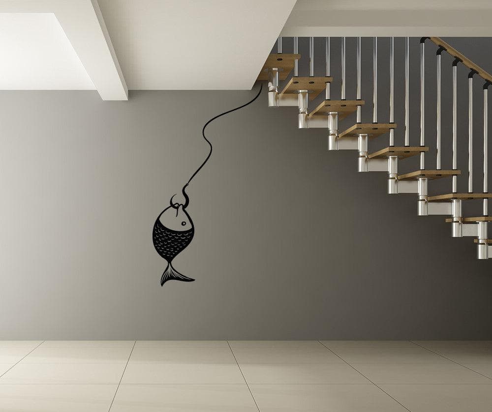 Vinyl Wall Decal Sticker Fish on a Hook #OS_MB1229