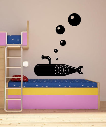 Vinyl Wall Decal Sticker Whale Submarine #OS_MB1238