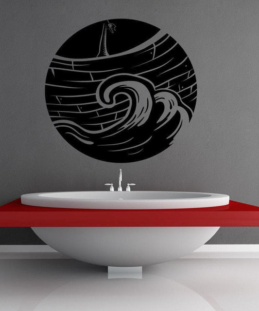 Vinyl Wall Decal Sticker Pirate Boat Circle #OS_MB1244