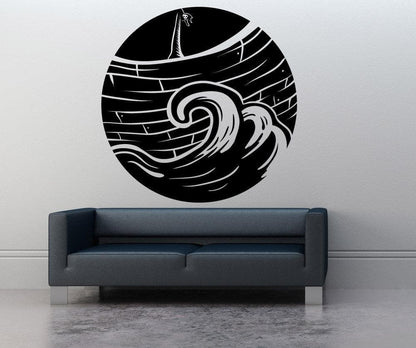 Vinyl Wall Decal Sticker Pirate Boat Circle #OS_MB1244