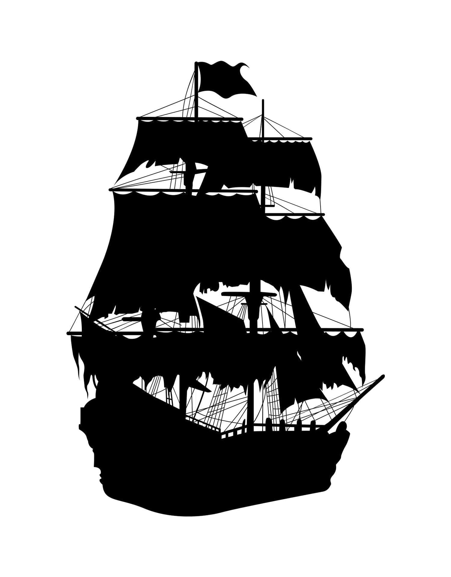 Pirate Ship Vinyl Wall Decal. Silhouette design. OS_MB141