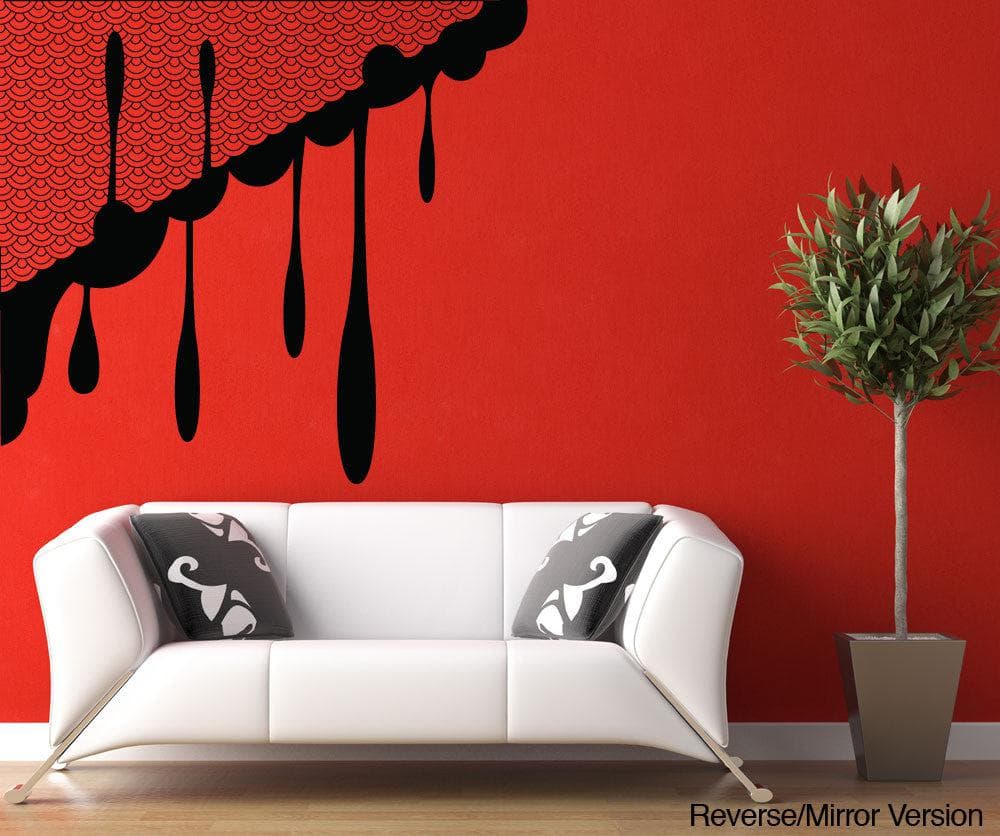 Vinyl Wall Decal Sticker Japanese Waves with Ink Drips #OS_MB276