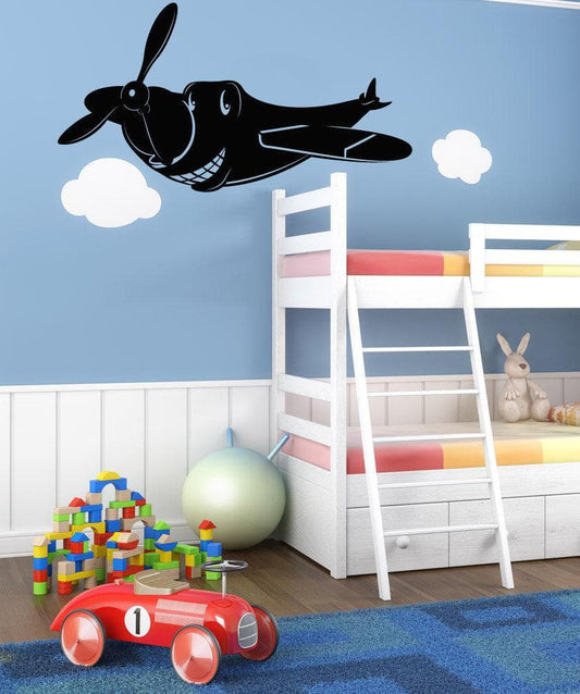 Vinyl Wall Decal Sticker Happy Plane #OS_MB313