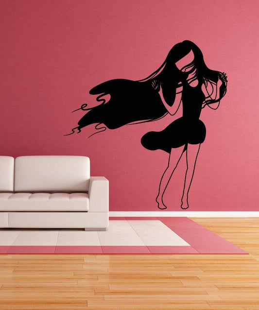 Vinyl Wall Decal Sticker Girl in Wind #OS_MB413