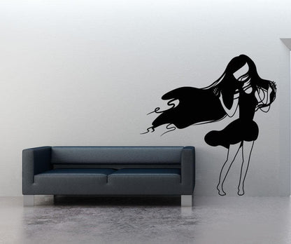 Vinyl Wall Decal Sticker Girl in Wind #OS_MB413