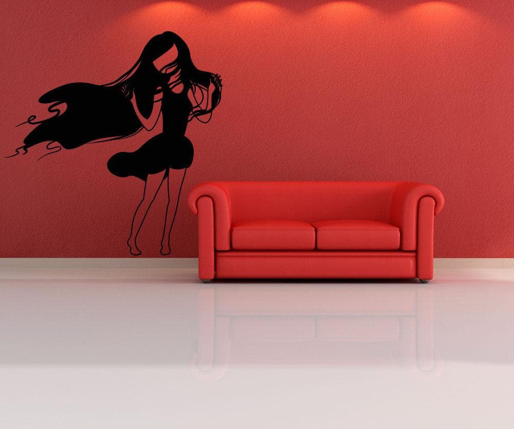 Vinyl Wall Decal Sticker Girl in Wind #OS_MB413