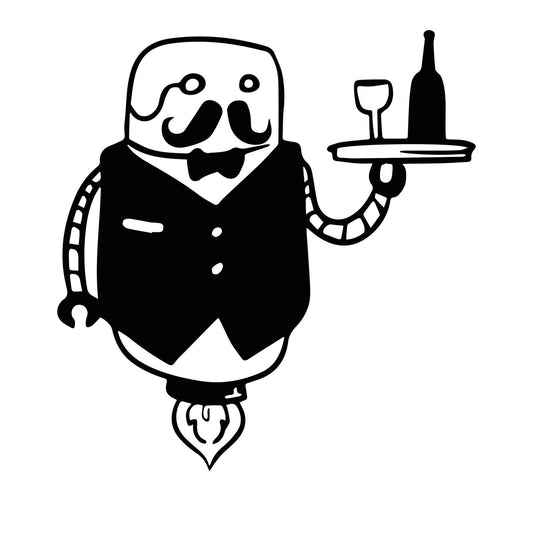 Robot Butler Serving Wine Vinyl Wall Decal Sticker. #OS_MB511