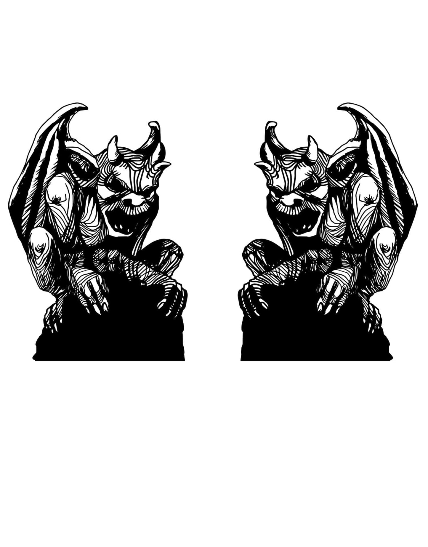 Gargoyles of Notre Dame Statue Wall Decal. Gothic Theme. (Set of 2) #OS_MB536