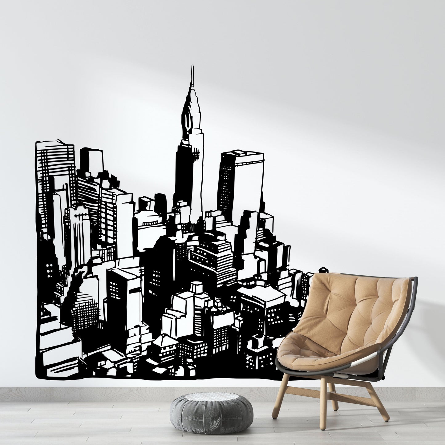Cityscape Buildings Vinyl Wall Decal Sticker. Office / Bedroom / Kid's Room / Urban Wall Decor. #OS_MB612