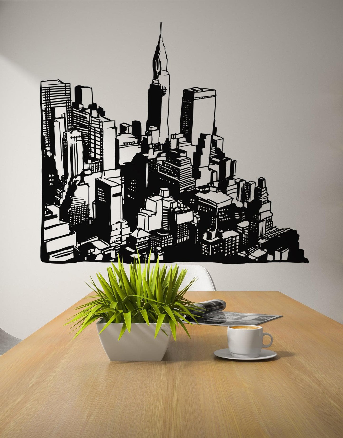 Cityscape Buildings Vinyl Wall Decal Sticker. Office / Bedroom / Kid's Room / Urban Wall Decor. #OS_MB612