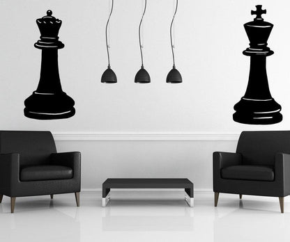 Vinyl Wall Decal Sticker King and Queen Chess Pieces #OS_MB666