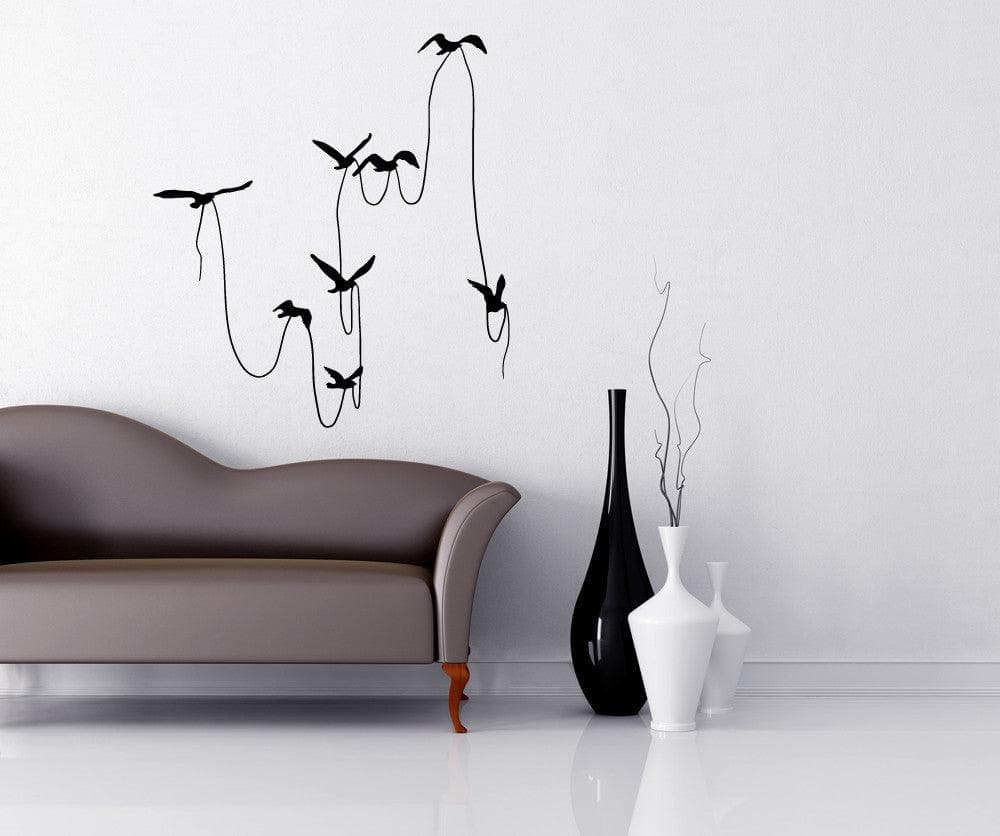Vinyl Wall Decal Sticker Birds with String #OS_MB673