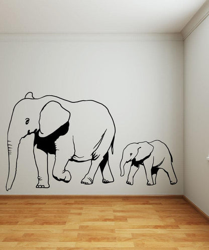 Vinyl Wall Decal Sticker Mom and Baby Elephants #OS_MB682