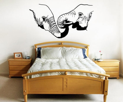 Elephant in Love Wall Decal. Elephant Holding Trunks. #OS_MB683