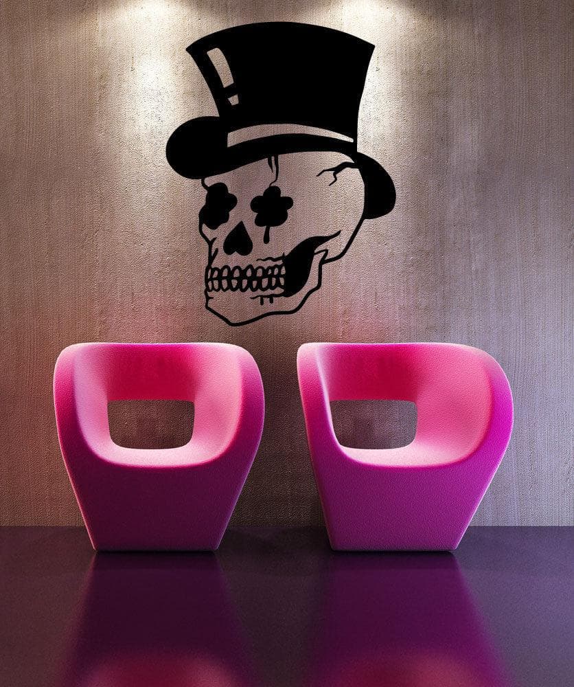 Vinyl Wall Decal Sticker Skull with Top Hat #OS_MB751