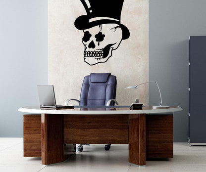 Vinyl Wall Decal Sticker Skull with Top Hat #OS_MB751