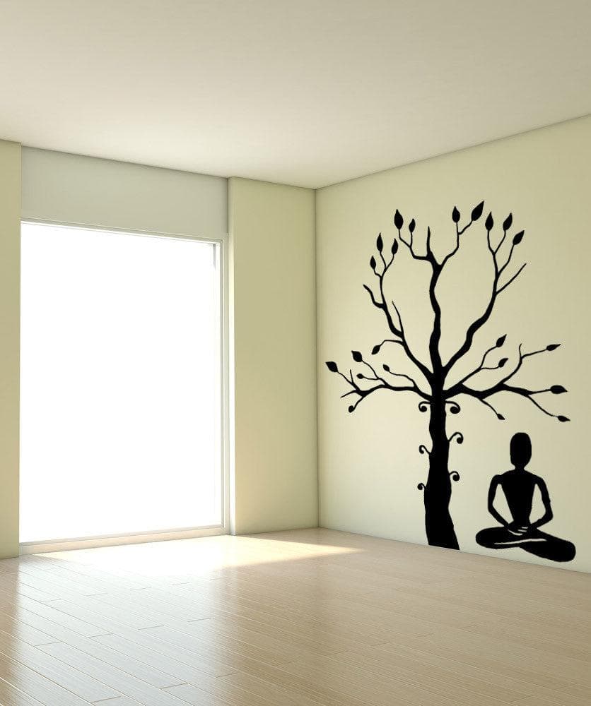 One With Nature Wall Decal. Tree Decal, Meditation Decor. #OS_MB801