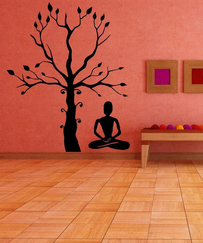 One With Nature Wall Decal. Tree Decal, Meditation Decor. #OS_MB801