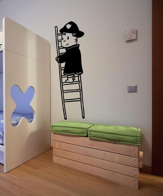 Vinyl Wall Decal Sticker Fireman Kid #OS_MB892