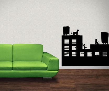 Vinyl Wall Decal Sticker Cats on a Roof #OS_MB896